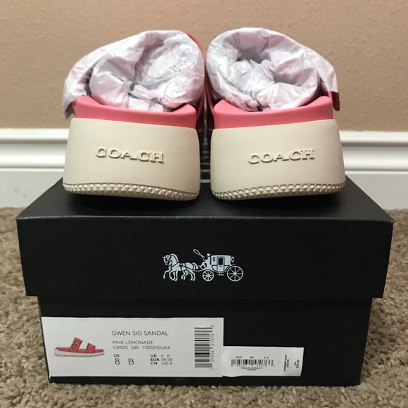 Coach Gwen Pink Lemonade Two Strap Buckle Slide Sandals Size 7-8 - Picture 9 of 13